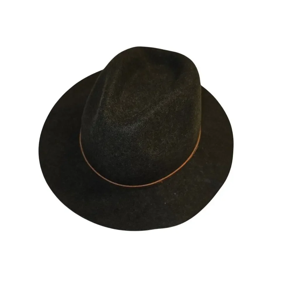 BRIXTON Wool Fedora Hat Leather Band 00212 M 7 1/4 (58 cm) -- Moss Green Western